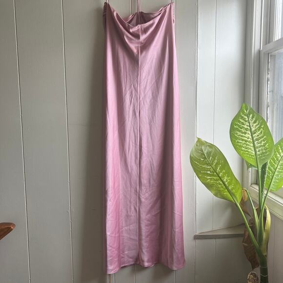 Reformation Valora Satin Halter Maxi Dress in Color Babygirl Pink Size 10 - Picture 4 of 9